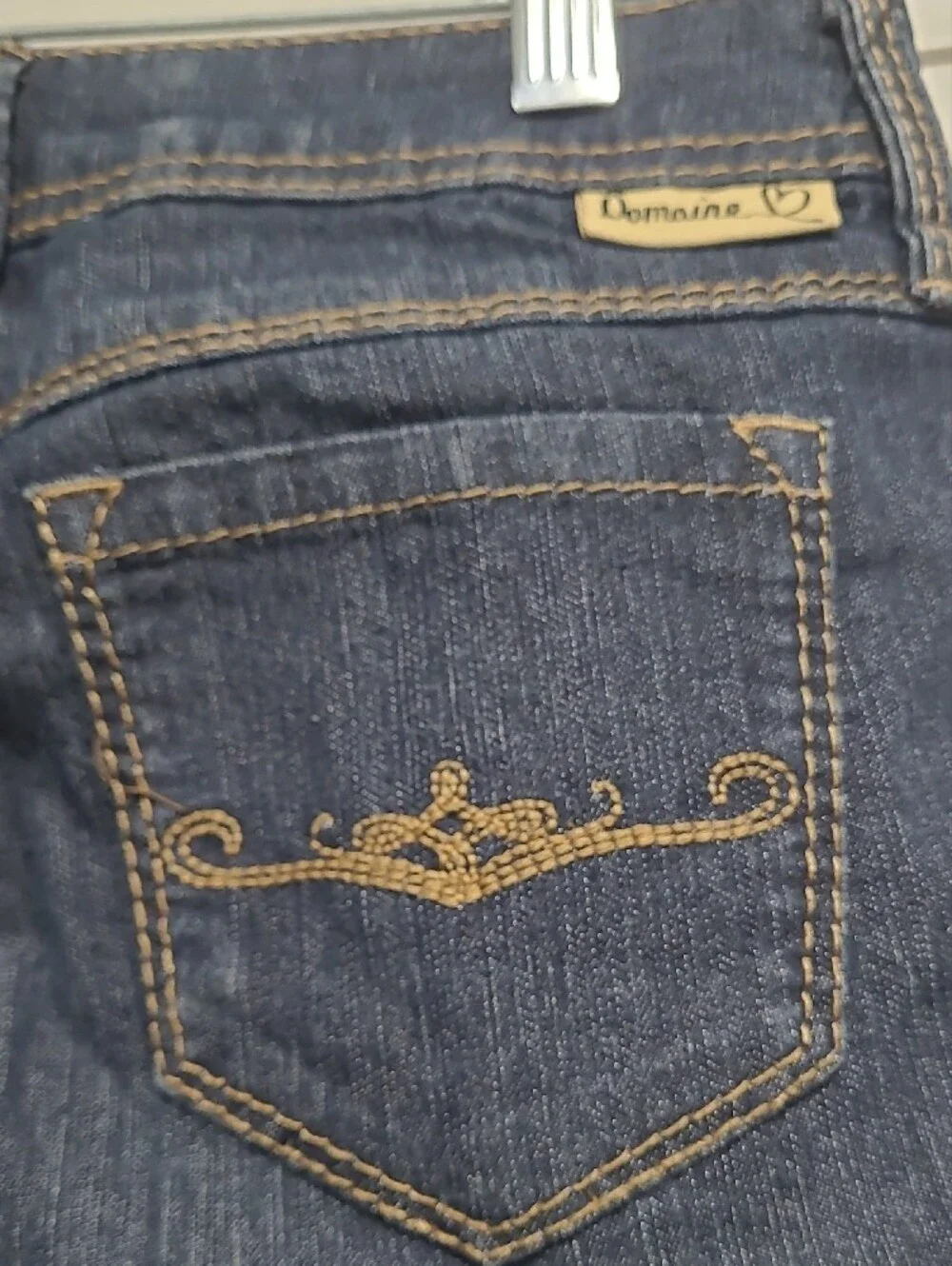 Domaine Girls Flared Jeans in Dark Blue Mid Rise Confort Stretch  Zippec Sz 10